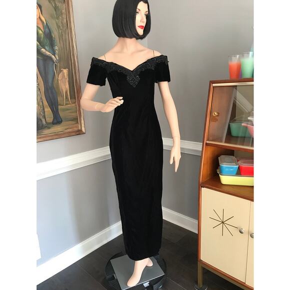 Vintage 1990s Rampage Black Cocktail Dress Size 3 Y2K Evening Gown Retro - Picture 1 of 5